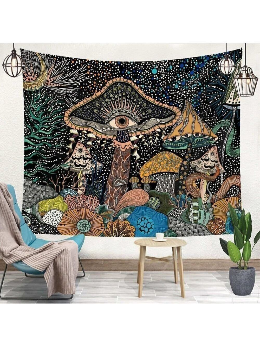 Psychedelic Forest Mushroom Tapestry Abstract Wall Living Room Bedroom Dorm NWT
